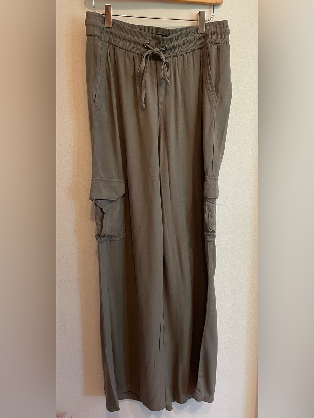 Rewash Olive Green Drawstring Cargo 100% Rayon Pants